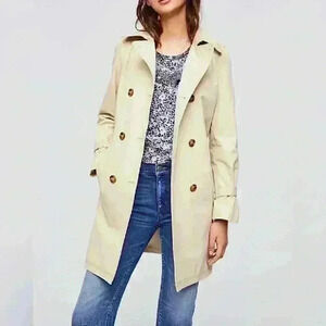 LOFT Double Breasted Khaki Mid Length Trench Coat